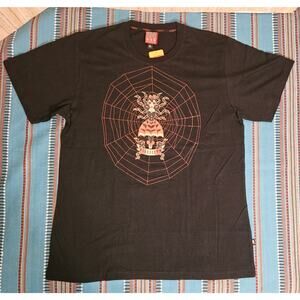 NEW Illicit Spider Black T-shirt Mens Size XL Tattoo Art Graphic Tee Girl In Web